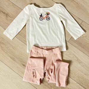 Janie and Jack White 3/4 Sleeve Top and Pink Leggings Set